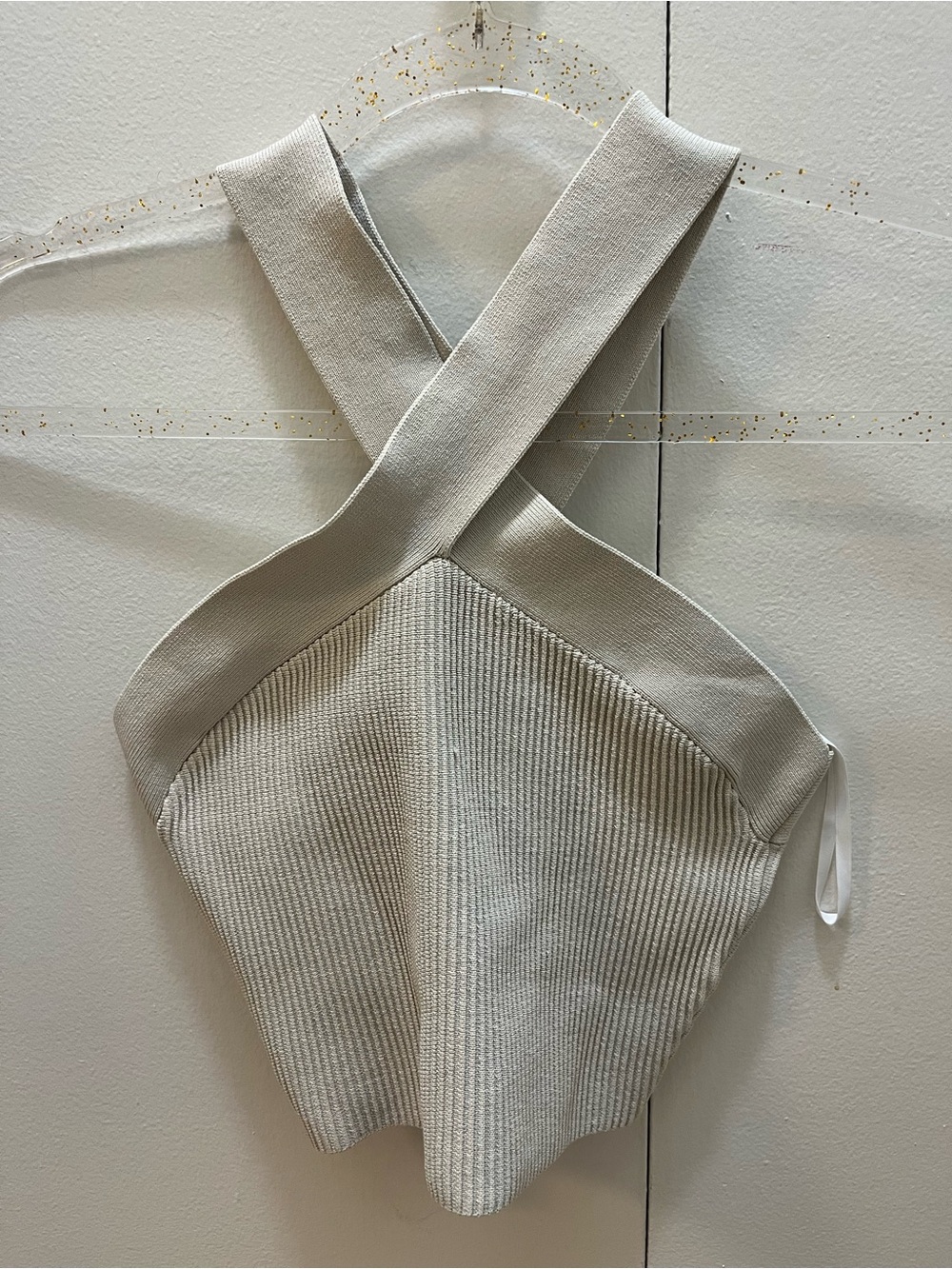 Aritzia Cross-Back Ribbed Halter - Cream